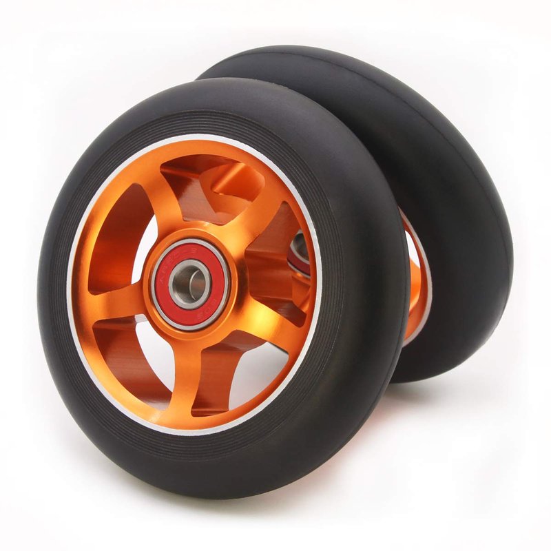 2pcs Replacement 100mm Pro Scooter Wheels with Abec 9 Bearings for MGP/Razor/Lucky/Envy Pro Scooters (Orange)