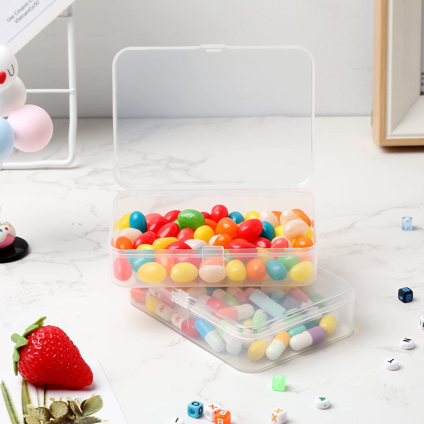 Tuanse 30 Pcs Bead Storage Containers Clear Small Plastic Box with Lids