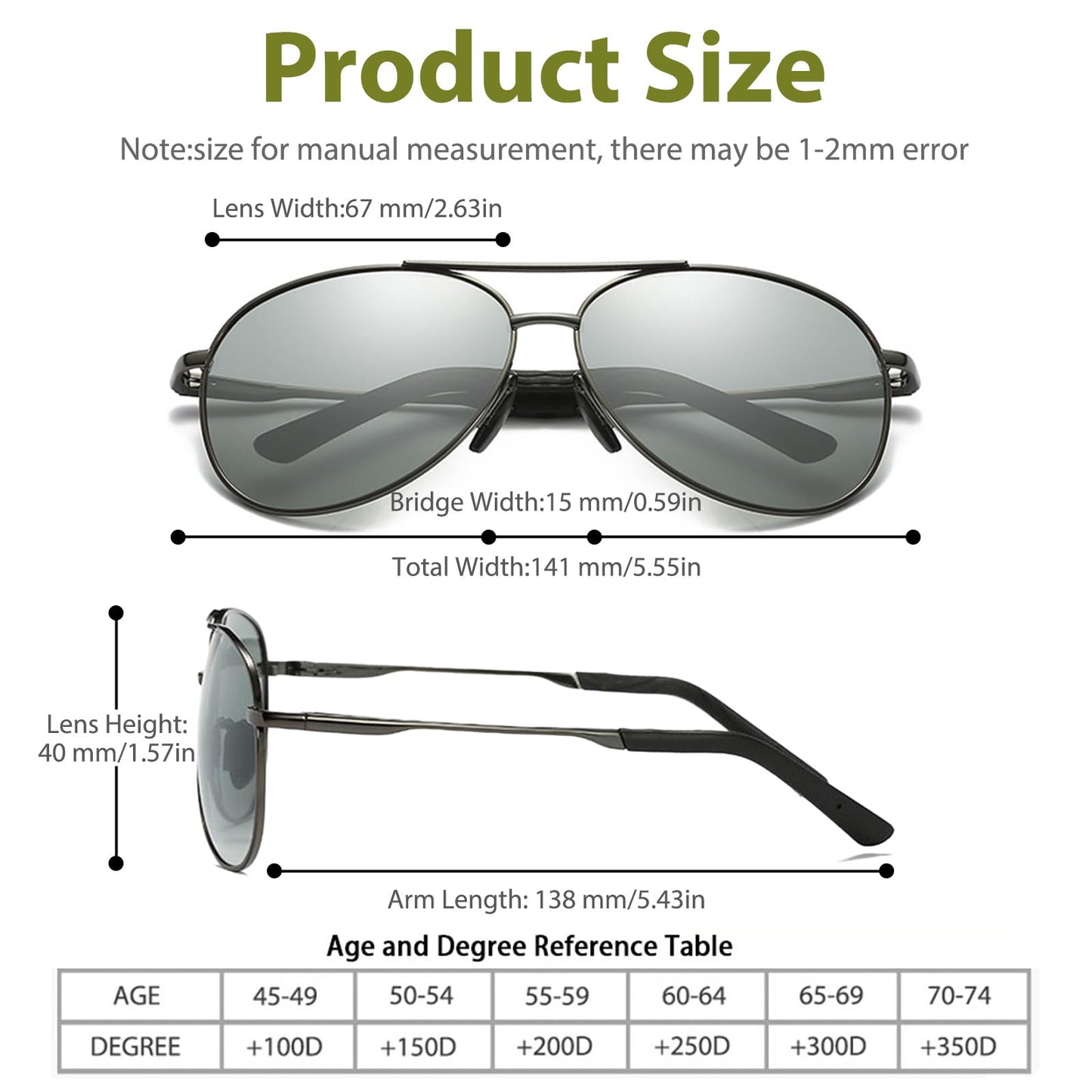 KISSOUL Polarized Photochromic Sports Sunglasses for Men UV-Protection Day & Night Driving Glasses - Al-Mg Metal Ultralight
