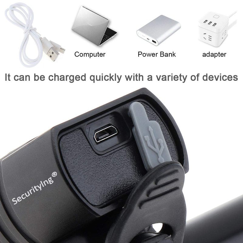 SecurityIng USB Rechargeable Bike Front Light, Super Bright 2 LED 1000LM Waterproof 6 Modes Bicycle Headlight and Tail Rear Light Set Taillight, Built-in 1000mAh Battery and Power Indicators