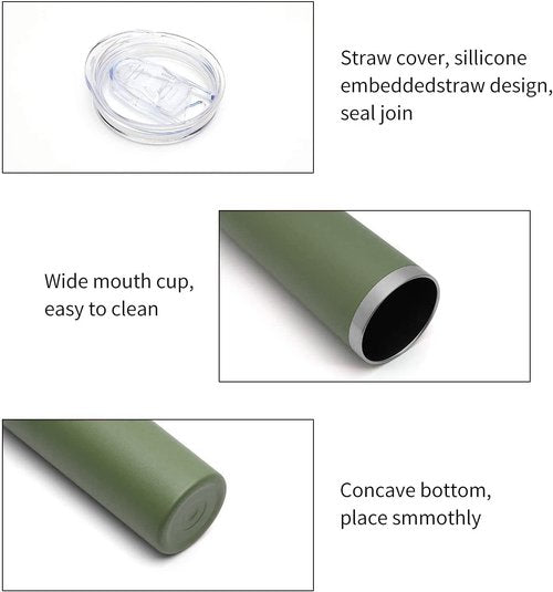HASLE OUTFITTERS 20 oz Skinny Tumblers Bulk Set, Stainless Steel Insulated Slim Tumblers with Lids, Reusable Double Wall Travel Coffee Mugs, Durable Powder Coated Travel Water Cups(Army Green, 12)