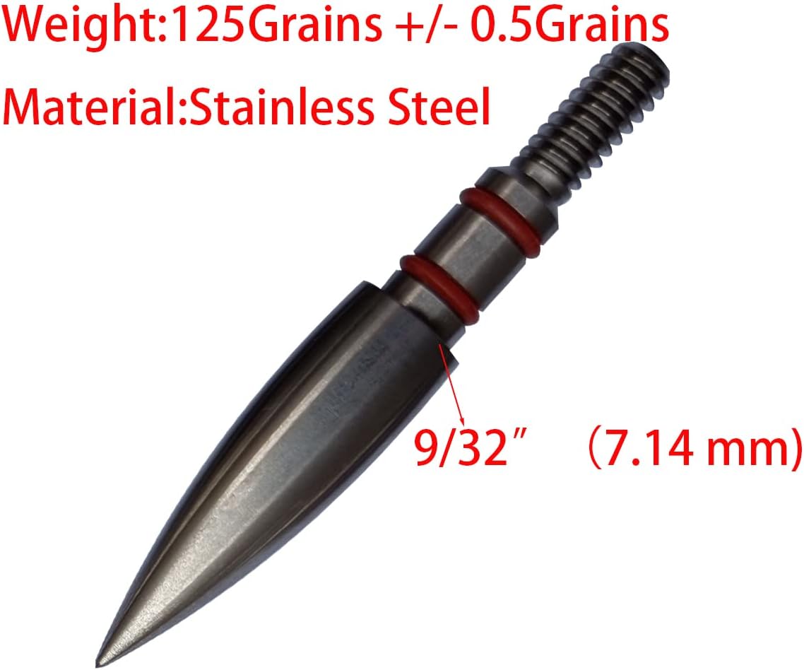 Archery Field Points - Stainless Steel Screw-In Tips | 100/125/150/200 Grains (12 Pack)