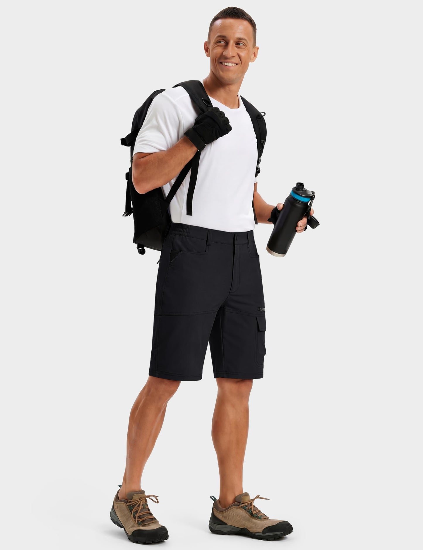 TACVASEN Mens 10" Hiking Cargo Shorts Golf Casual Lightweight Quick Dry Summer Dress Fishing Travel Shorts with Zipper Pockets Black 32