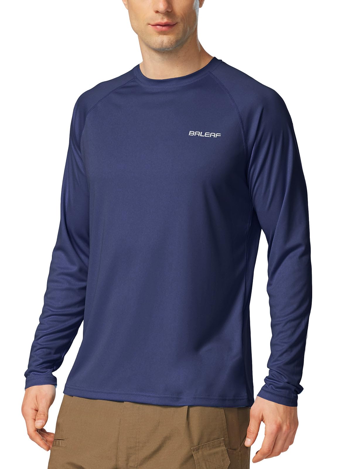 baleaf Mens UPF 50+ Sun Protection Shirts Long Sleeve Rash Guard, Quick Dry 4-Way Stretch for Fishing Swimming Surfing 01-Bluish Violet 3XL