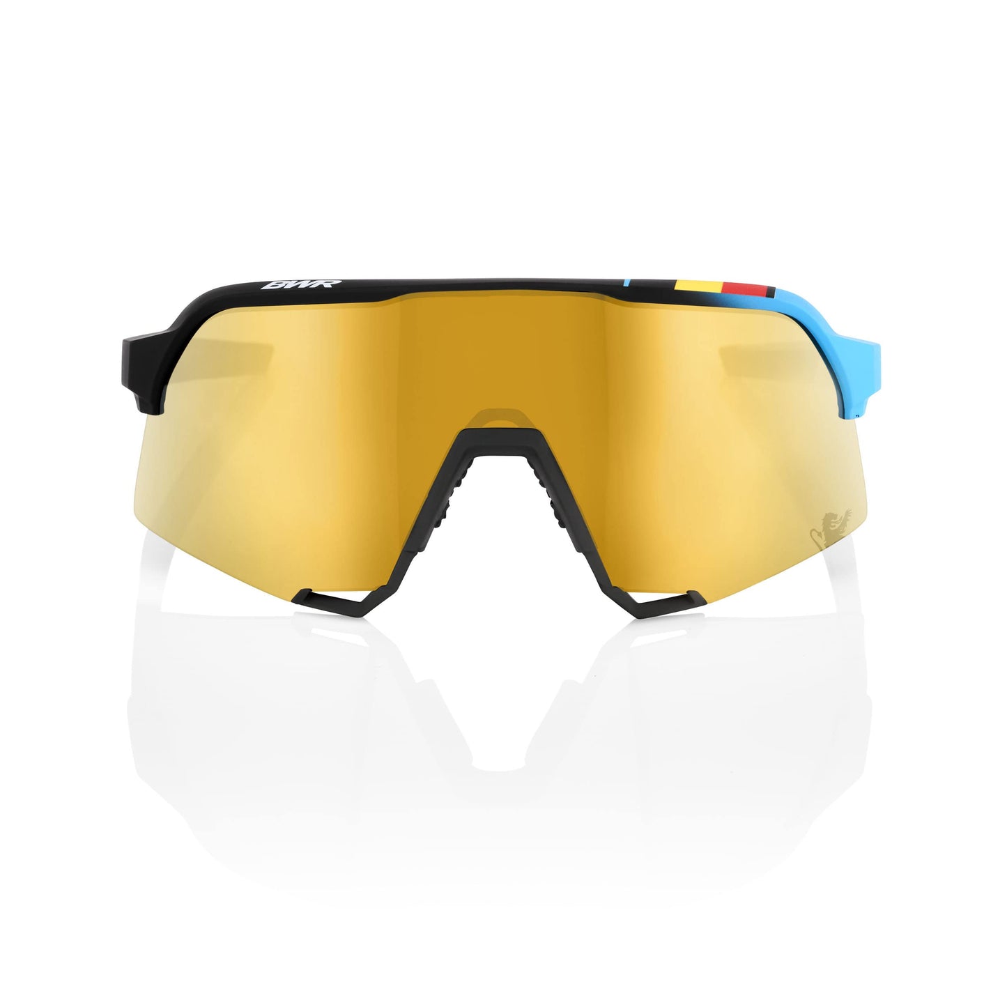 100% S3 Sport Performance Cycling Sunglasses (BWR Black - Soft Gold Mirror Lens)