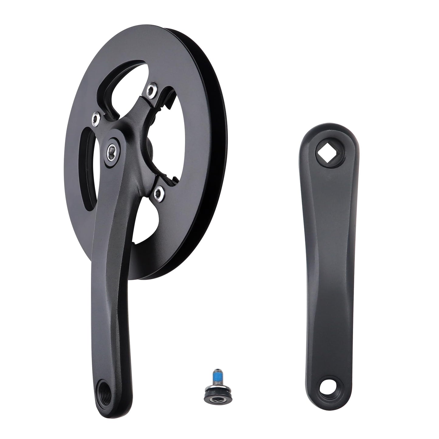WEEROCK E Bike/Bike Crankset 1 Piece/Single 42T Chainring Crankset with Aluminium Alloy Double Chain Cover 170mm Arm for Single Speed and 6/7/8 Speeds Electric Bike,Bicycles, Folding Bicycle