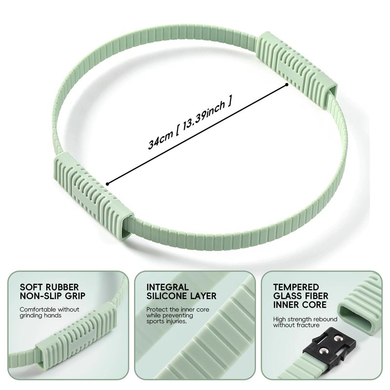 HUIJUBAO Yoga Pilates Resistance Ring for Leg and Butt Training, Portable Exercise Equipment with Anti-Slip Silicone, Home and Office Workouts, Postpartum Toning (Green)
