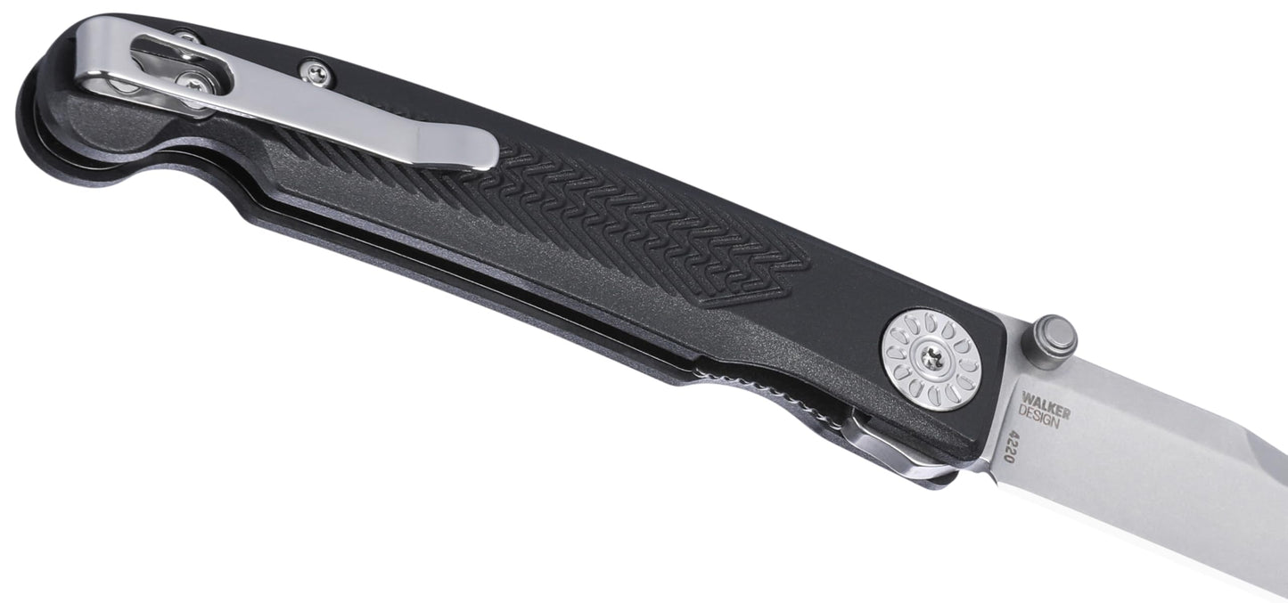 CRKT Fidus Everyday Carry Folding Knife with Liner Lock: 12C27 Plain Edge Blade, Black Glass-Reinforced Nylon Handle, 4220