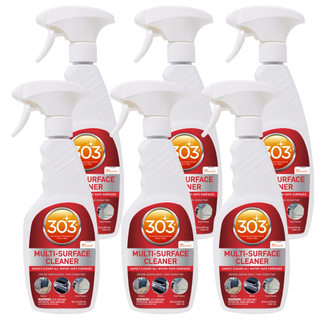 303 Products Multi-Surface Cleaner Spray, Residue-Free Cleaning for Vinyl, Fabric, Plastic & More – Safe on All Water-Safe Surfaces, Sunbrella Recommended, 16 oz (6 Pack)