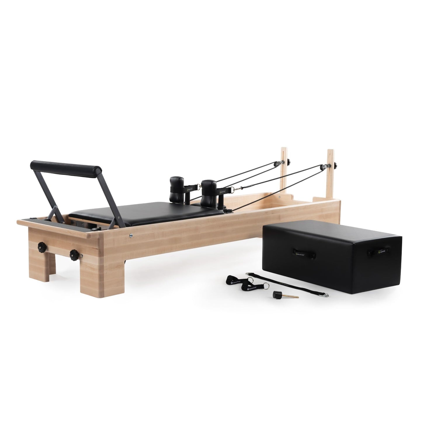 Balanced Body Studio Reformer, Pilates Exercise Equipment with Classic Footbar, Workout Equipment for Home or Studio, Black Upholstery