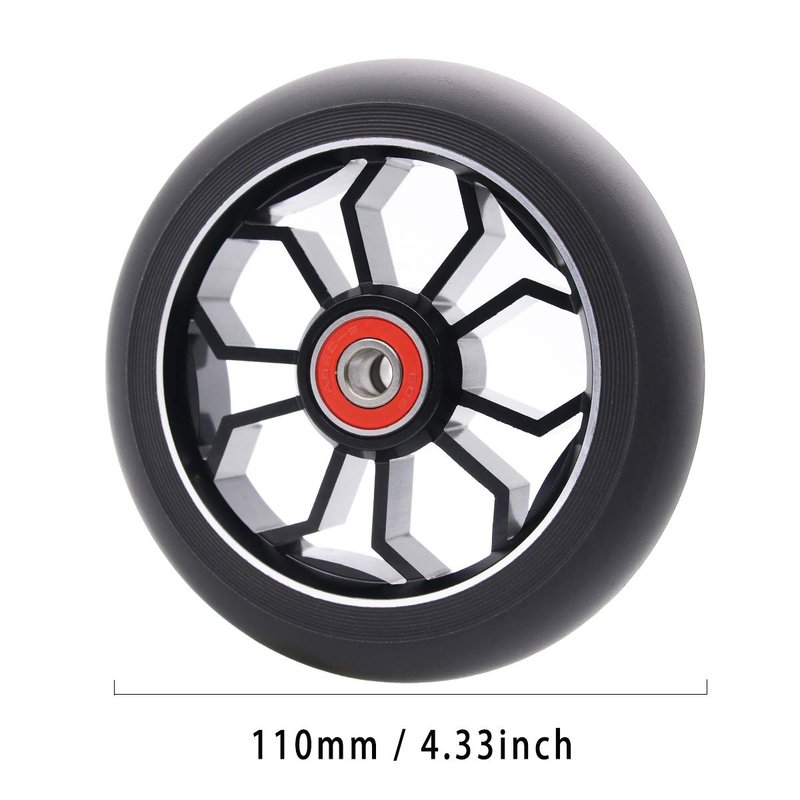 2PCS Replacement 110mm Pro Scooter Wheel with Abec 9 Bearings Fit for MGP/Razor/Lucky Pro Scooters (Black)