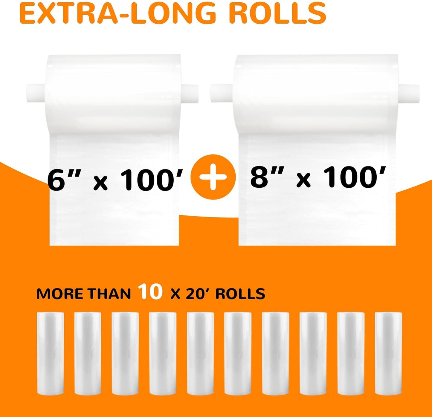 Wevac Vacuum Seal Roll Keeper - BPA Free Food Saver Bags | 6"x100' & 8"x100' Rolls for Meal Prep & Storage