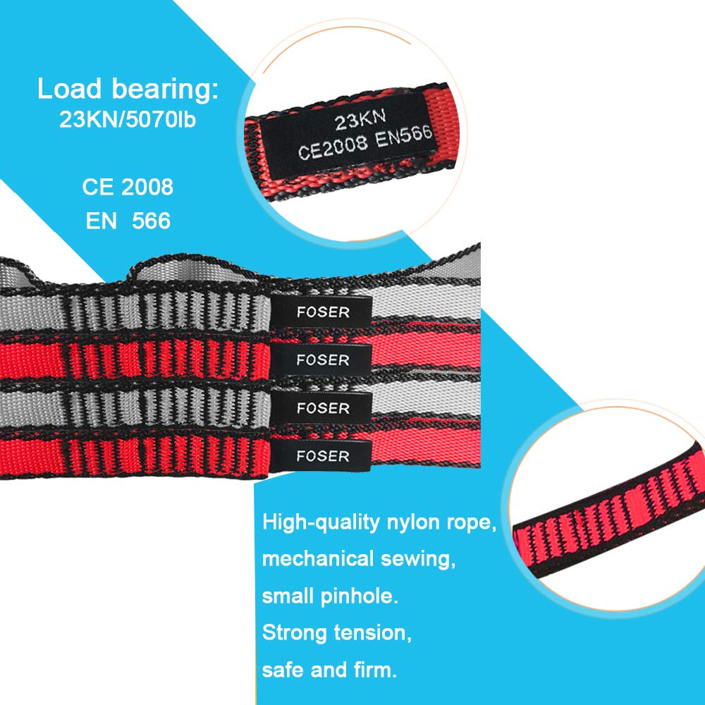 FOSER 2pcs Yoga Hammock Extension Strap Yoga Extender Strap Daisy Chain Fitness Pilates Stretch Belt Exercise Extend Strap Band (RED)