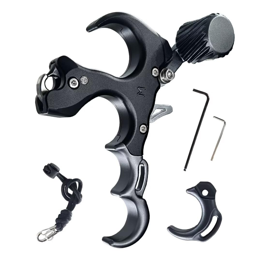 xxiaojun Compound Bow Aid Releaser with Wrist Straps and Adjustment Tool,Archery Release Aids with 3&4 Thumb Release Adjustable,Aluminum Alloy Aids.for Left and Right Handers.