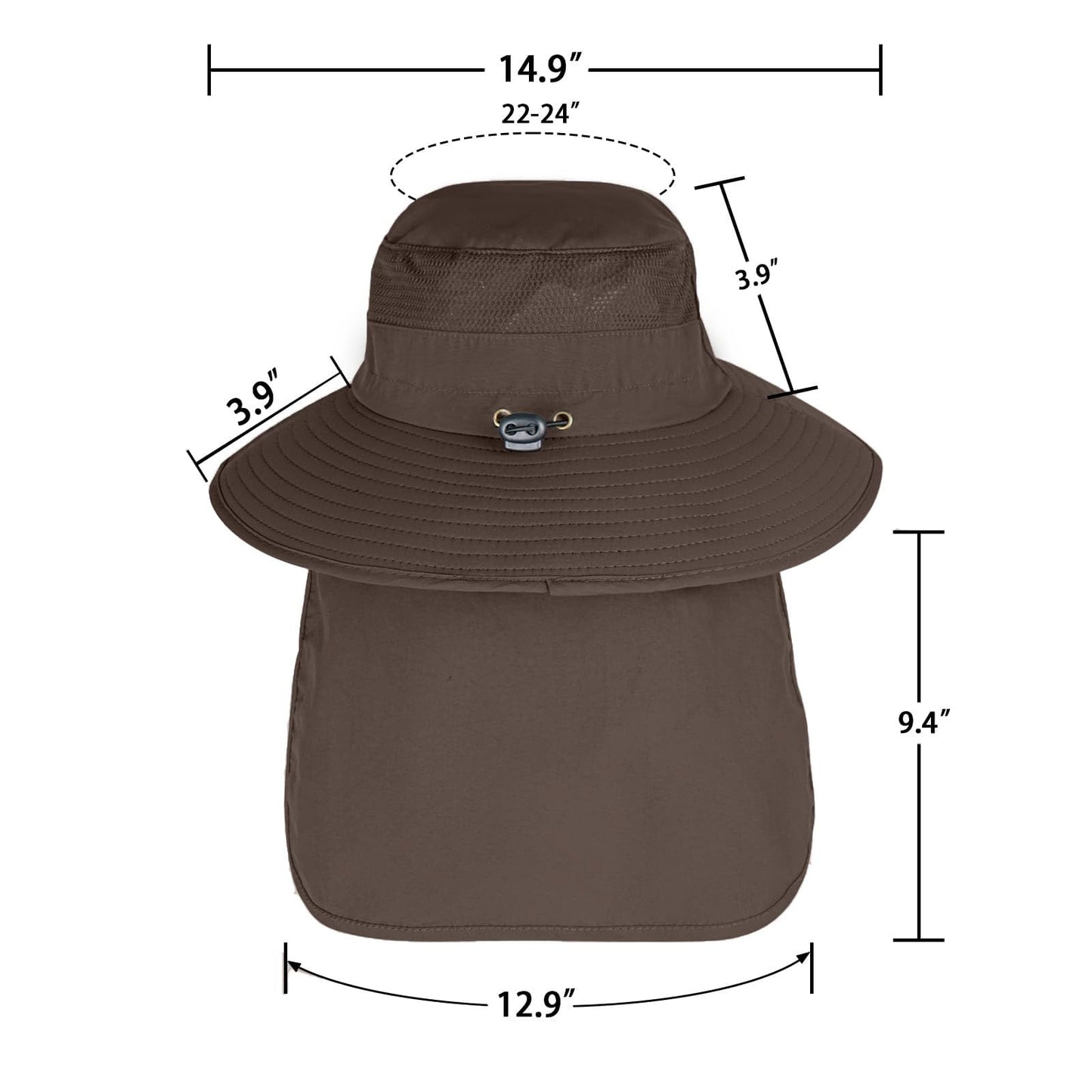 Sun Hats for Men Women Fishing Hat UPF 50+ Breathable Wide Brim Bucket Hats Summer UV Protection Safari Hat with Neck Flap Coffee