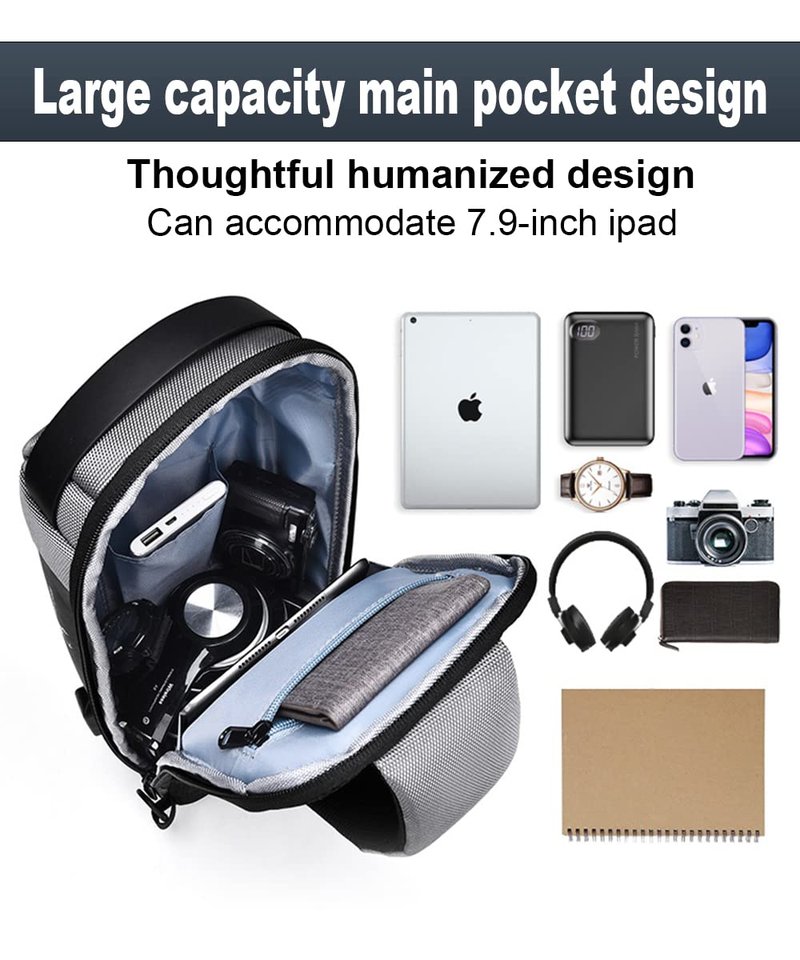 HOXSURY Sling Backpack USB Anti-Theft Waterproof Chest Daypack Casual Shoulder Bag (Red)