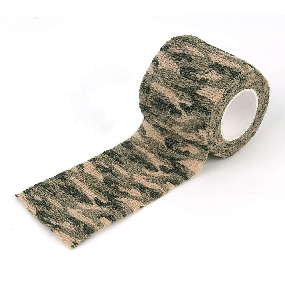 AIRSSON 6 Roll Camouflage Tape Cling Scope Wrap Military Camo Stretch Bandage for Gun Rifle Shotgun Camping Hunting 2" x5 yds Self-Adhesive (Woodland Camo - 6 Pack)