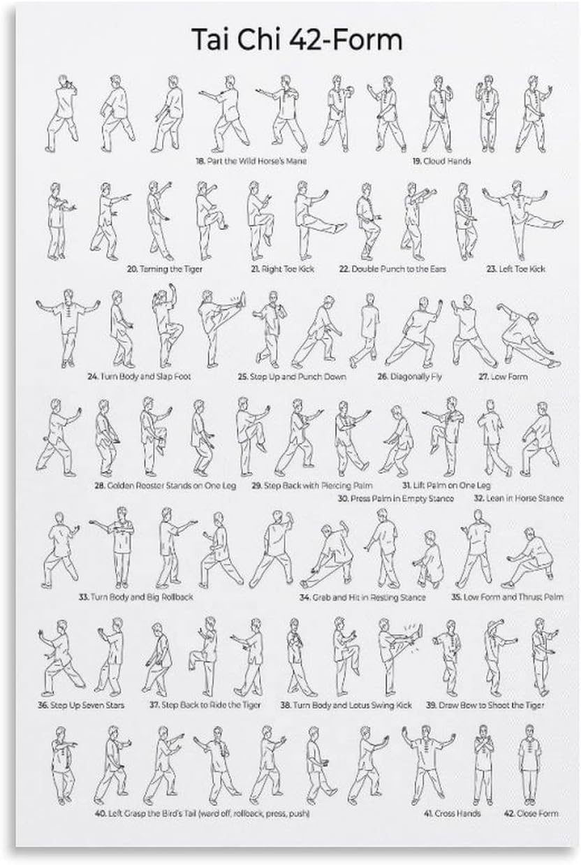 Tai Chi 42-Form Canvas Wall Art - Modern Bedroom Decor | Unframed 12x18 Inch Print