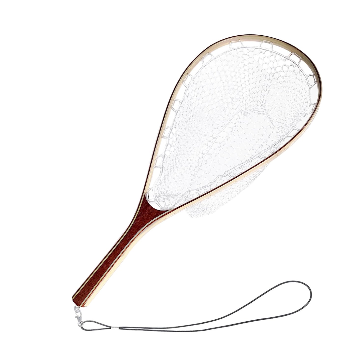Aventik Fly Fishing Landing Net for Trout Soft Rubber Ghost Mesh Catch and Release Wooden Frame Lightweight and Tangle-Free(HWRN08)