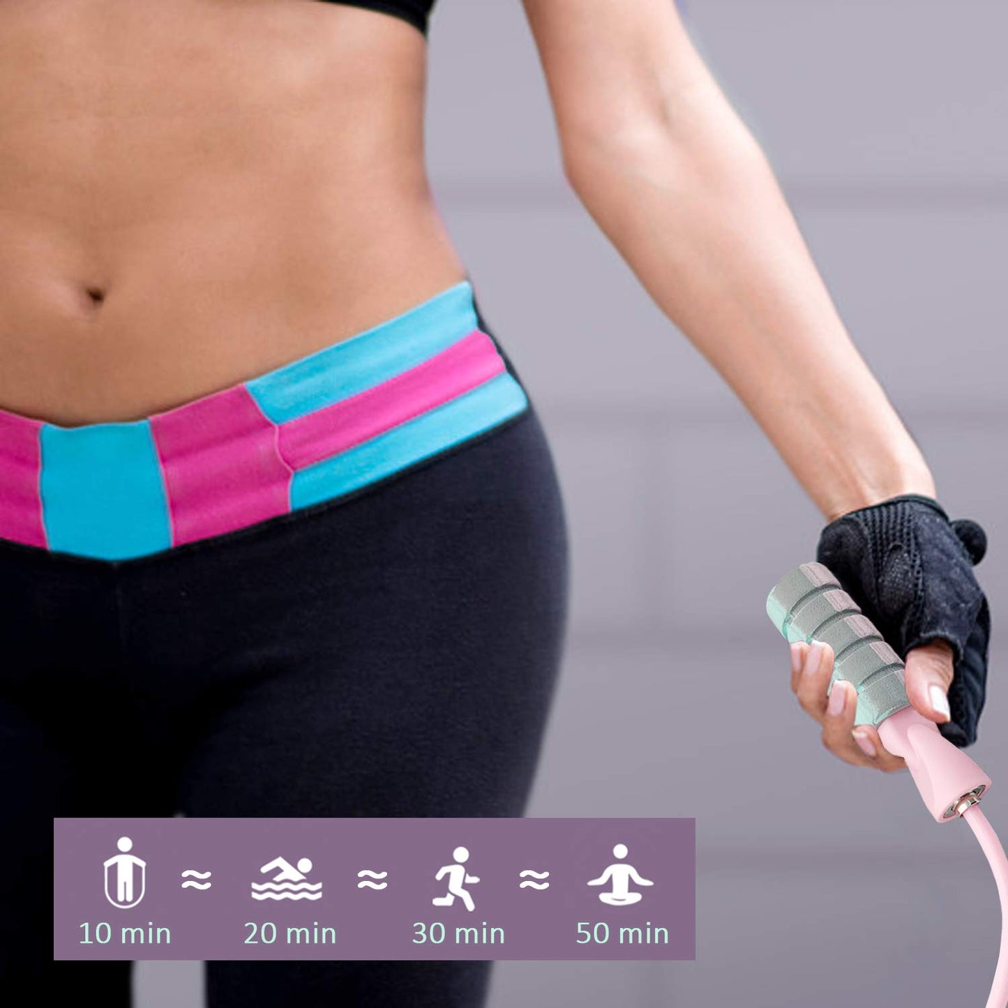 Benvo Weighted Jump Rope Without Rope Skipping Rope No Line Speed Rope Cordless For Fitness Workout Anywhere Ropeless Bod Rope for Exercise Training Beachbody Build- Lovely Pink