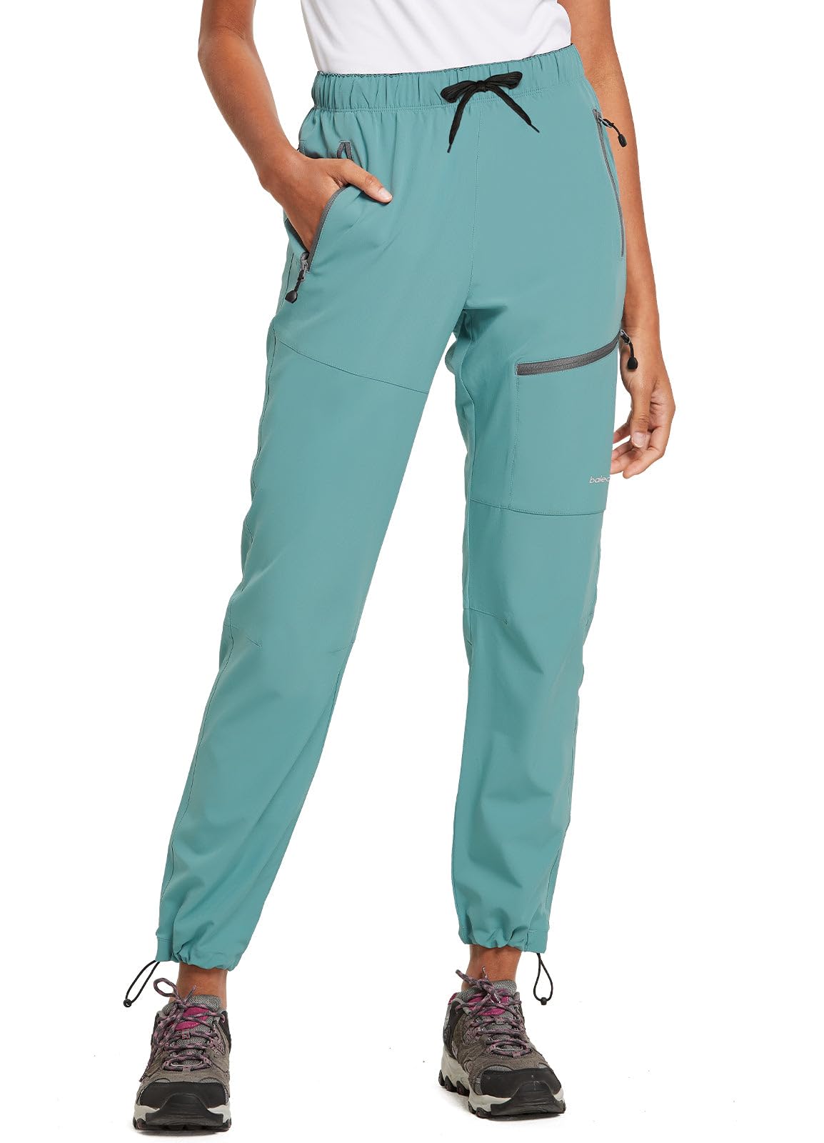 baleaf Women's Hiking Pants Quick Dry Lightweight Water Resistant Stretch Cargo Pants with Zipper Pockets Travel Camping 29''-Pond S