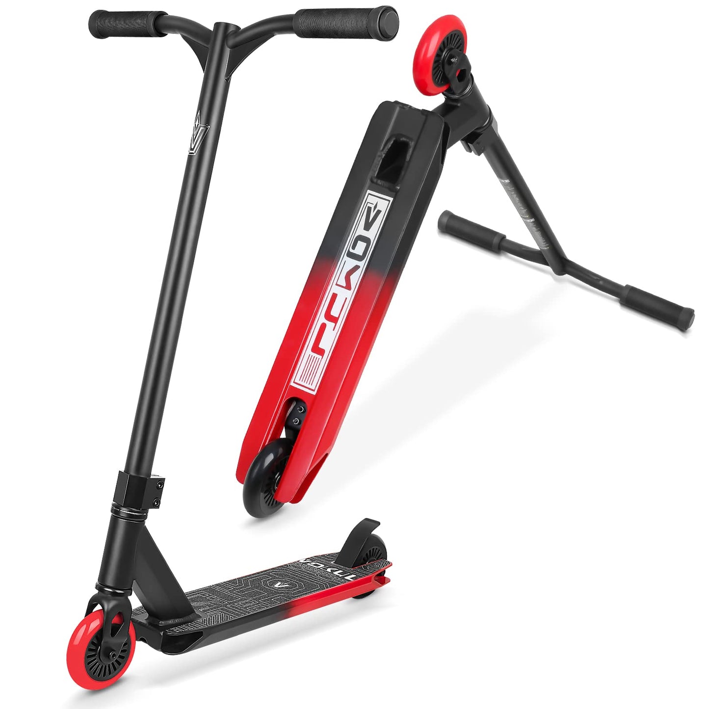 VOKUL Complete Pro Scooter for Kids Boys Girls Teens Up 6 Years - Freestyle Tricks Pro Stunt Scooter (Red)