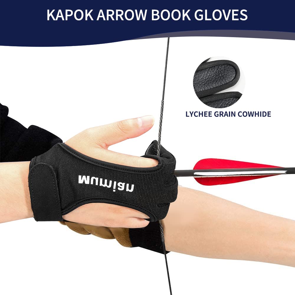 Mumian Archery Glove,Protective Leather Gloves for Recurve Bow and Compound Bow Men and Women,Finger Tab for Hunting Bow with Archery Equipment and Protective Gear Accessories
