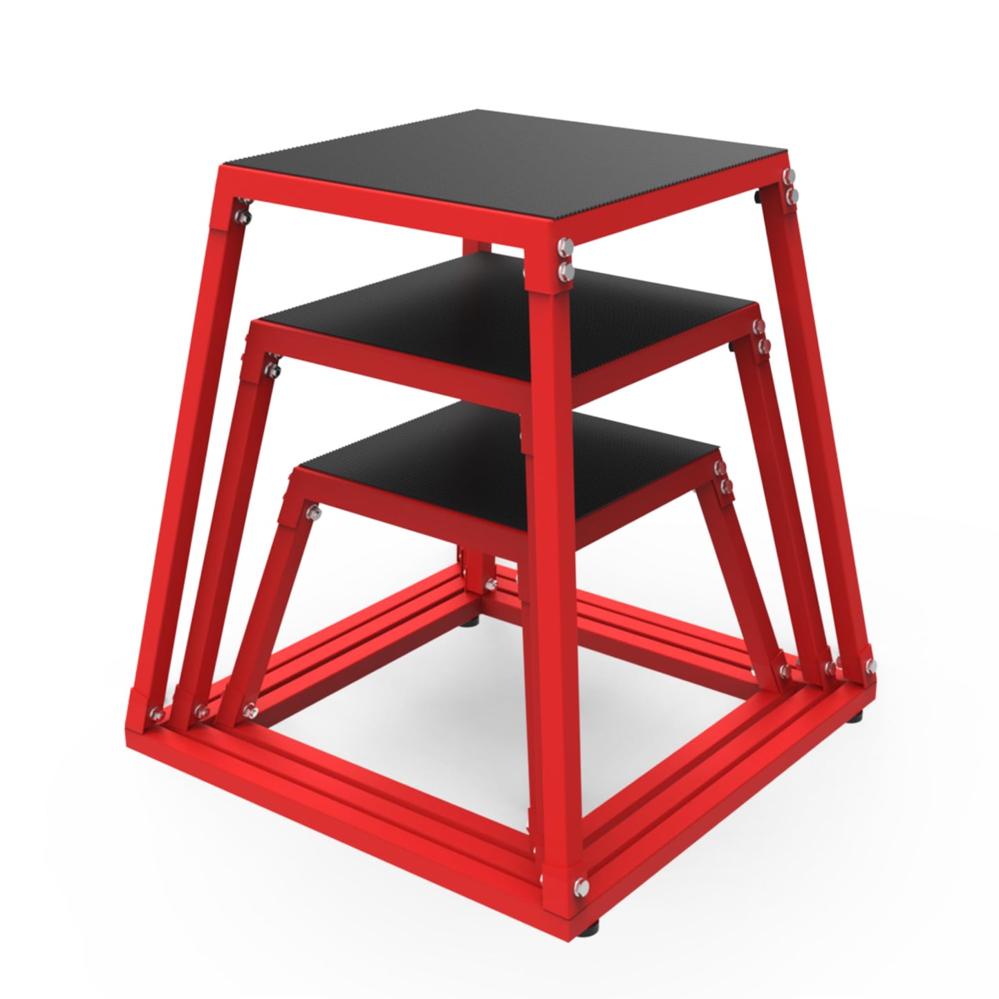 Garvee 12/18/24 Inch Steel Plyo Box for Exercise, Plyometric Jumping Box Metal Exercise Step Up Box with Anti-Slip Surface for Home Gym Training,Single and Set,Red