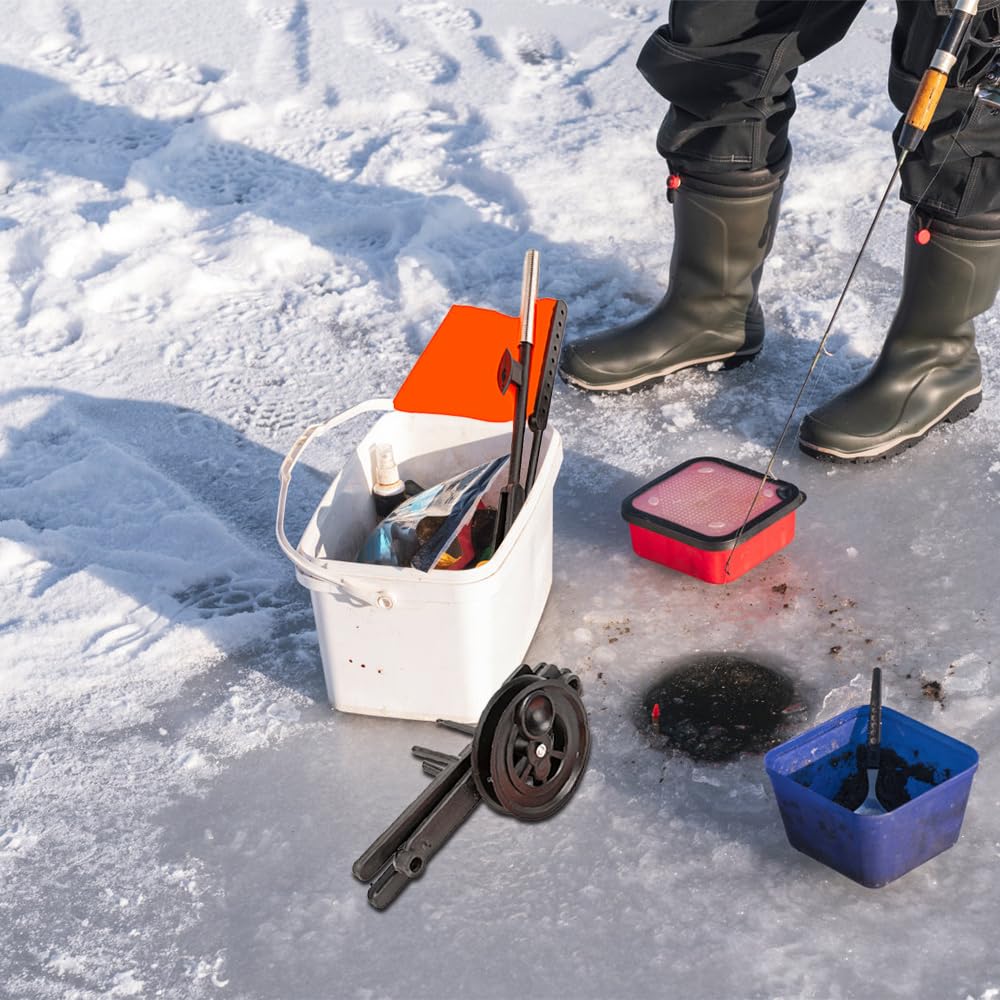 DONGKER Ice Fishing Tip-Up,3 PCS Foldable Ice Fishing Tip-up Flag with Orange Pole Flags for Angler Tackle Accessory Ice Fishing Equipment Gear