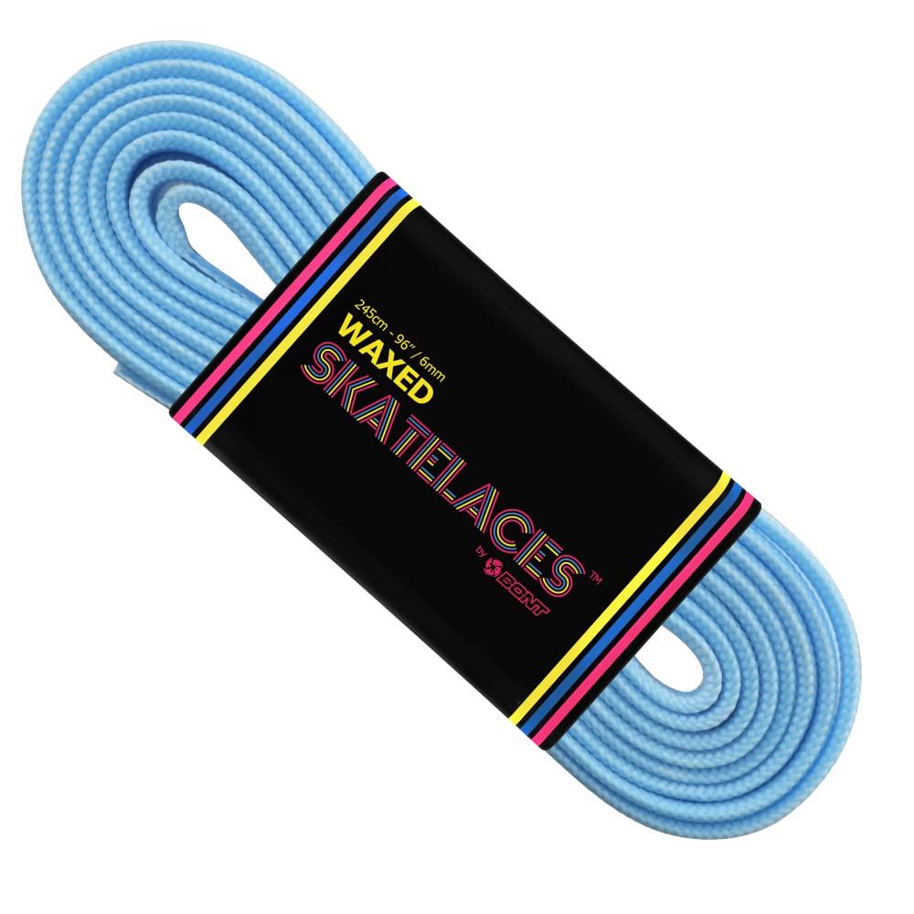 Bont Skates Waxed Laces - 6mm & 8mm - 47" 71" 79" 96" 108" - Tickle Blue (6mm Wide / 79 inch / 200 cm)