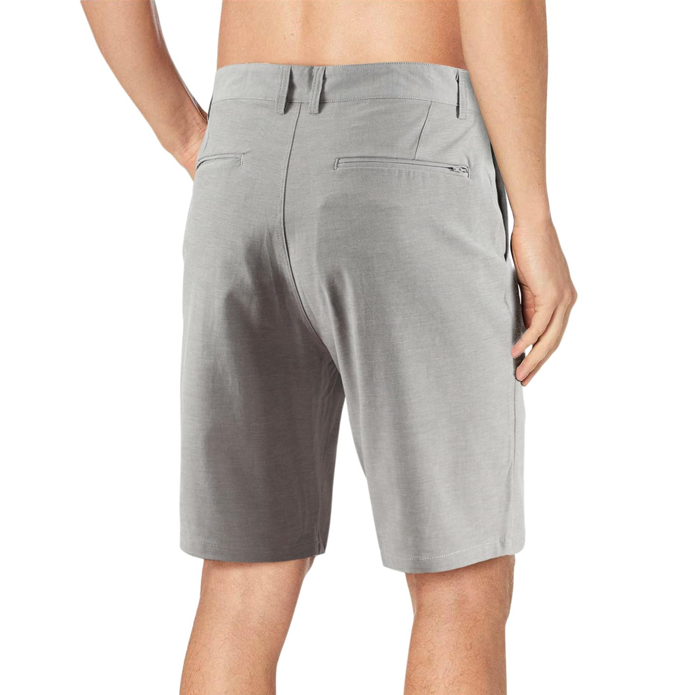 AIRDYNAM Men's Hybrid Golf Dress Shorts Lightweight Quick Dry Casual with Flat Front 9-Inch Inseam and 4 Pockets Grey 34