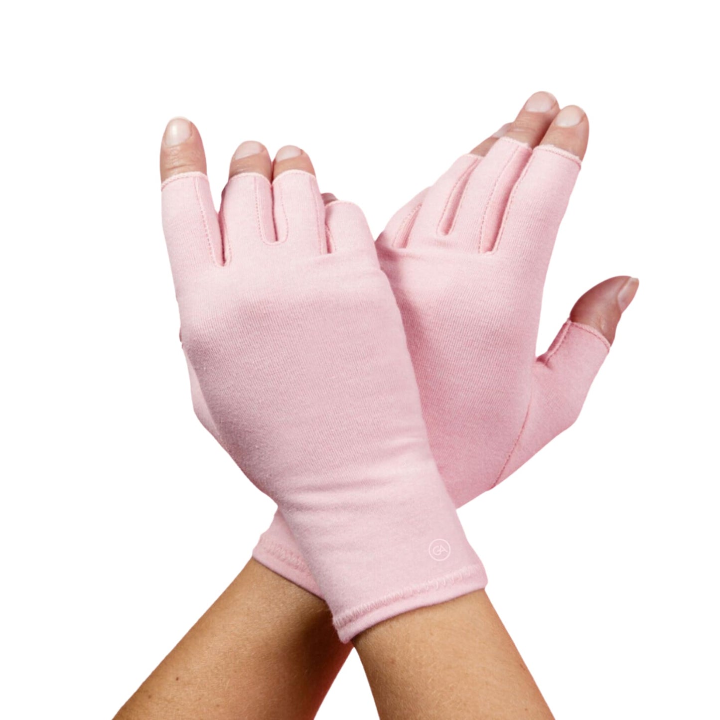 GRACE & ABLE Compression Gloves for Arthritis - Open Finger, Cotton-Blend, Lightweight, Breathable Hand Support (Ballet Pink, Large)