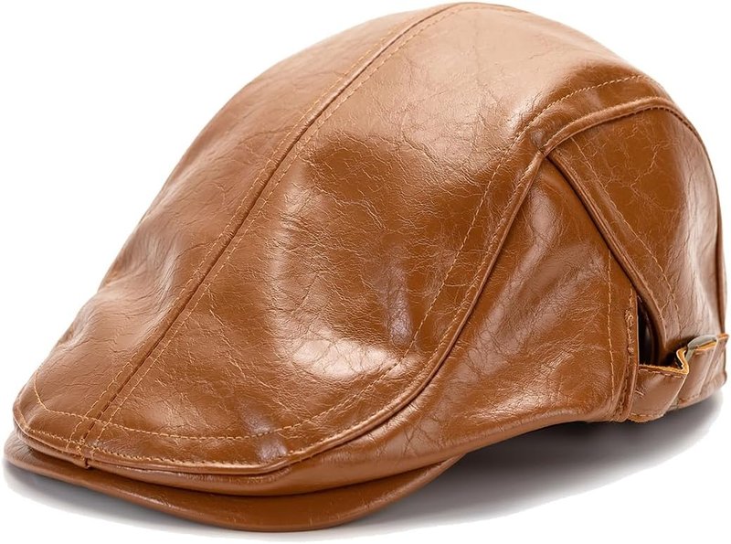 Men's Adjustable PU Leather Ivy Cap - Classic Newsboy Hat for Golf & Driving | Stylish Beret for Women
