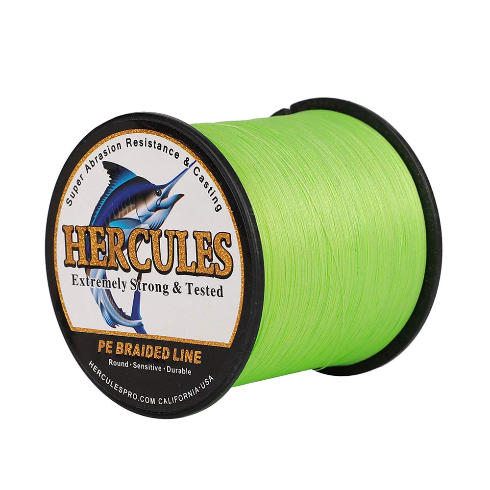 HERCULES Super Cast 300M 328 Yards Braided Fishing Line 60 LB Test for Saltwater Freshwater PE Braid Fish Lines Superline 8 Strands - Flourescent Green, 60LB (27.2KG), 0.40MM