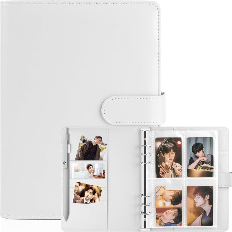 K-Pop Photocard Binder - A5 PU Leather Holder with 200 Pockets | White Trading Card Organizer