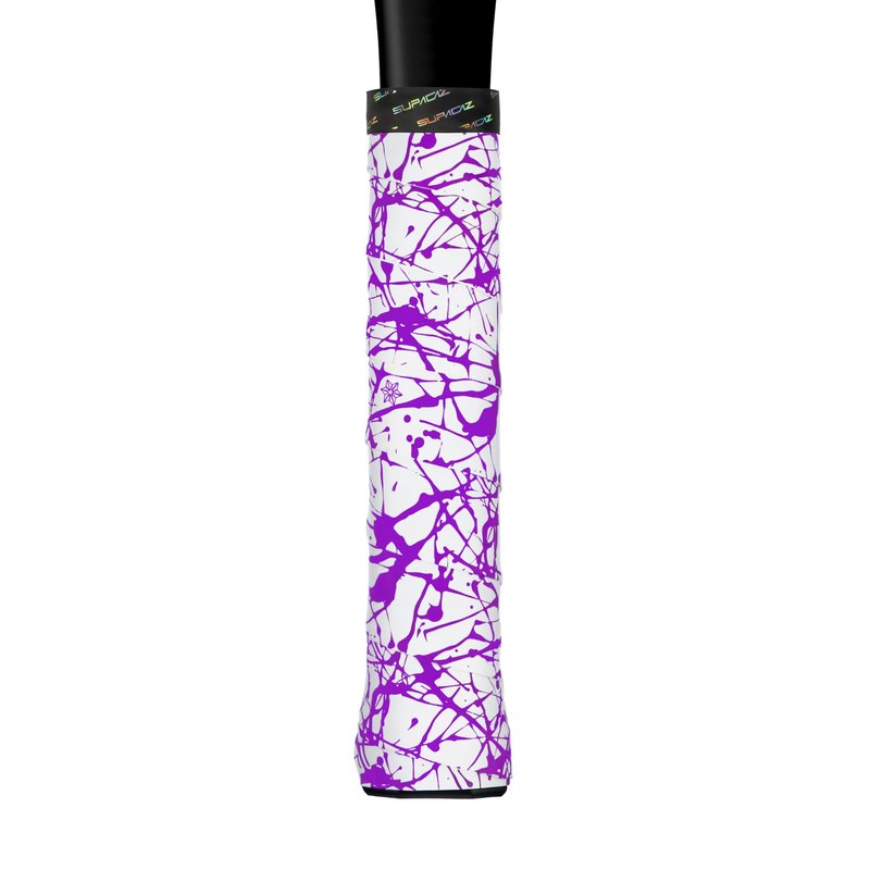 Supacaz Super Sticky Kush Neon Purple Splat Tennis Overgrip - Racket Dry Overwrap - Racquet Grip Tape - Over Grip Wrap - 3pk