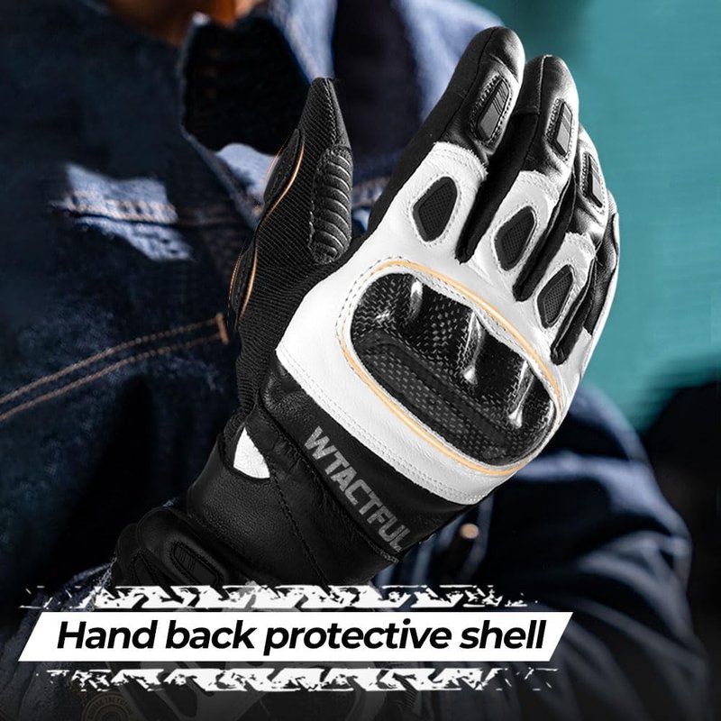 Goatskin Leather Motorcycle Gloves - Carbon Knuckle Protection & Comfort | Durable & Stylish