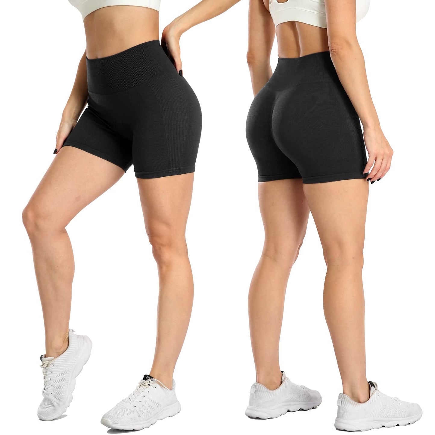 CFR Workout Shorts Womens Seamless Scrunch Shorts High Waist Gym Yoga Intensify Running Sport Active Exercise Fitness Shorts Black M