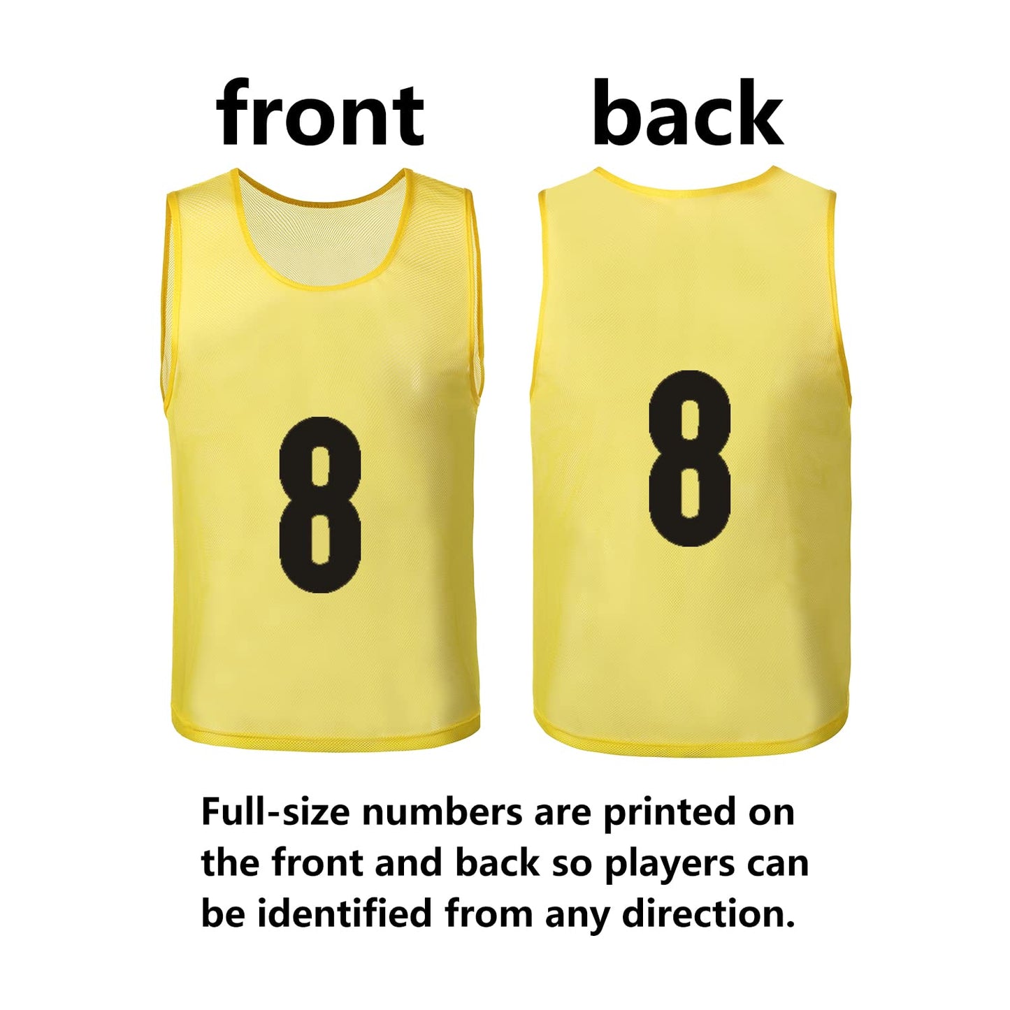 BGHTYYP 24 Pack Nylon Mesh Numbered Soccer Scrimmage Team Practice Vests Pinnies Jerseys Train Vest Youth for Adult Sport Football Basketball
