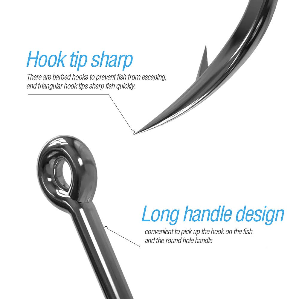 DONQL Bait Holder Hooks, 600Pcs Double Barbed Fishing Hooks 3#-12# Carp Single Fish Hook Kit Fly Fishing Accessories Carbon Steel Jig Sea Hooks for Live Bait Freshwater Saltwater (600PCS)
