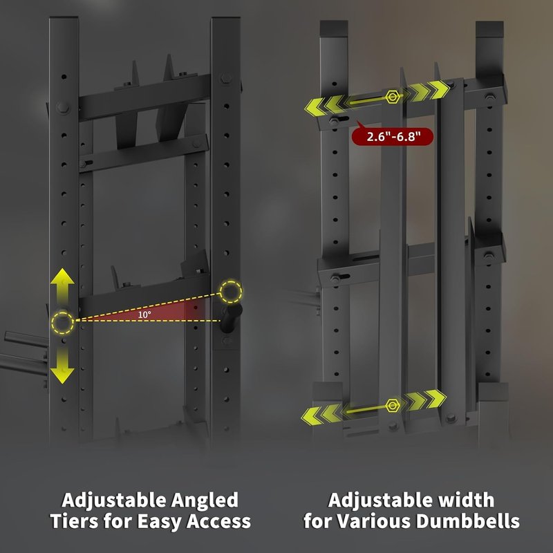 3-Tier Professional Dumbbell Rack, Commercial Grade Dumbbell Storage Rack,1800LB Capacity with Barbell Holder, Adjustable Heavy-Duty Weight Rack for Home Gym, Weight Stand for Dumbbells, Kettlebells & Weight Plates (Rack Only)