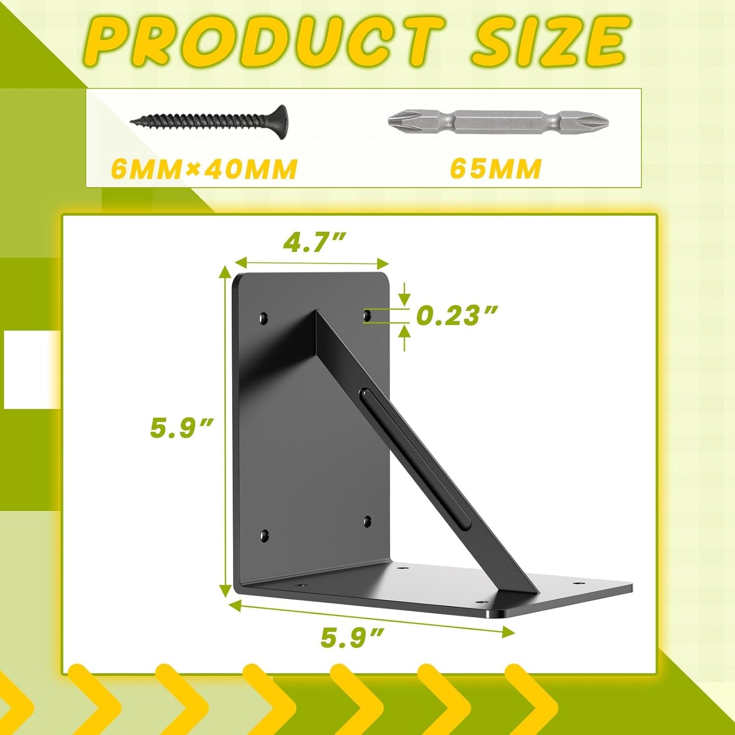Metal Corner Brackets - 8 Pcs Right Angle Brackets for Shelf & Furniture Reinforcement | 6"x 6"x 5" L Shape