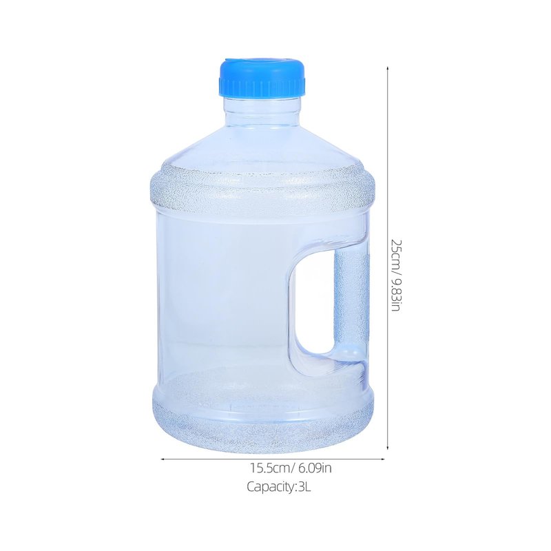 POPETPOP Outdoor Water Jug 3 Liter Transparent Plastic Water Container with Handle and Large Mouth for Camping Hiking Car Use