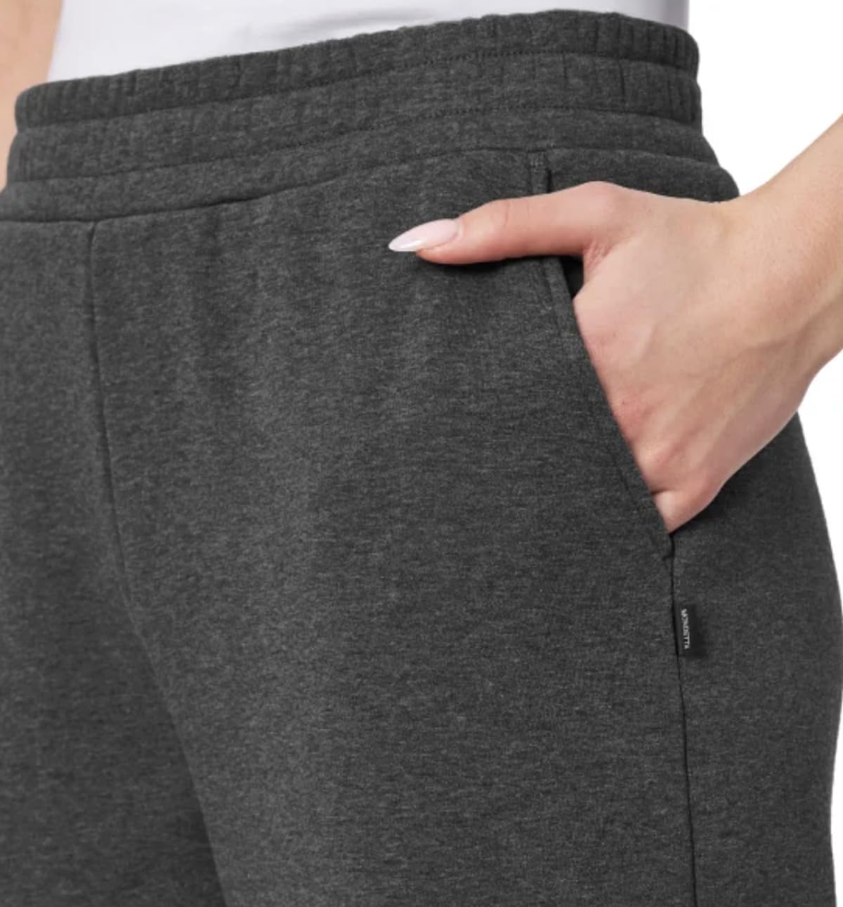 Mondetta Women's Pull On High Waisted Fleece Pant (US, Alpha, Medium, Regular, Regular, Black)