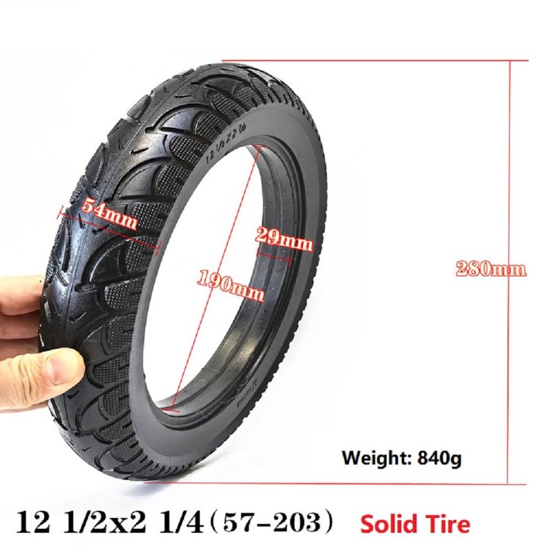 2PCS 12 Inch Solid Tyre 12 1/2x2 1/4(57-203) For Electric Bike Scooter 12.5x2.5 Solid Tires