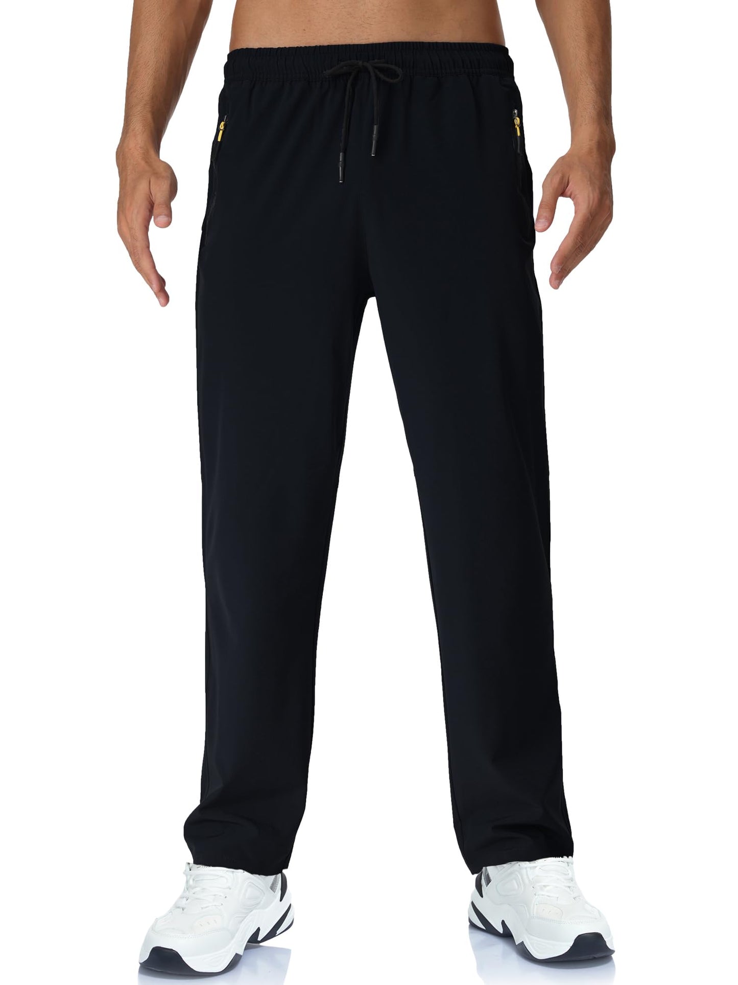Rapoo Athletic Workout Pants for Men Sweat Hiking Track Pants for Men Summer Lightweight Sweatpants Jogger Jogging Pant with Pockets Black S