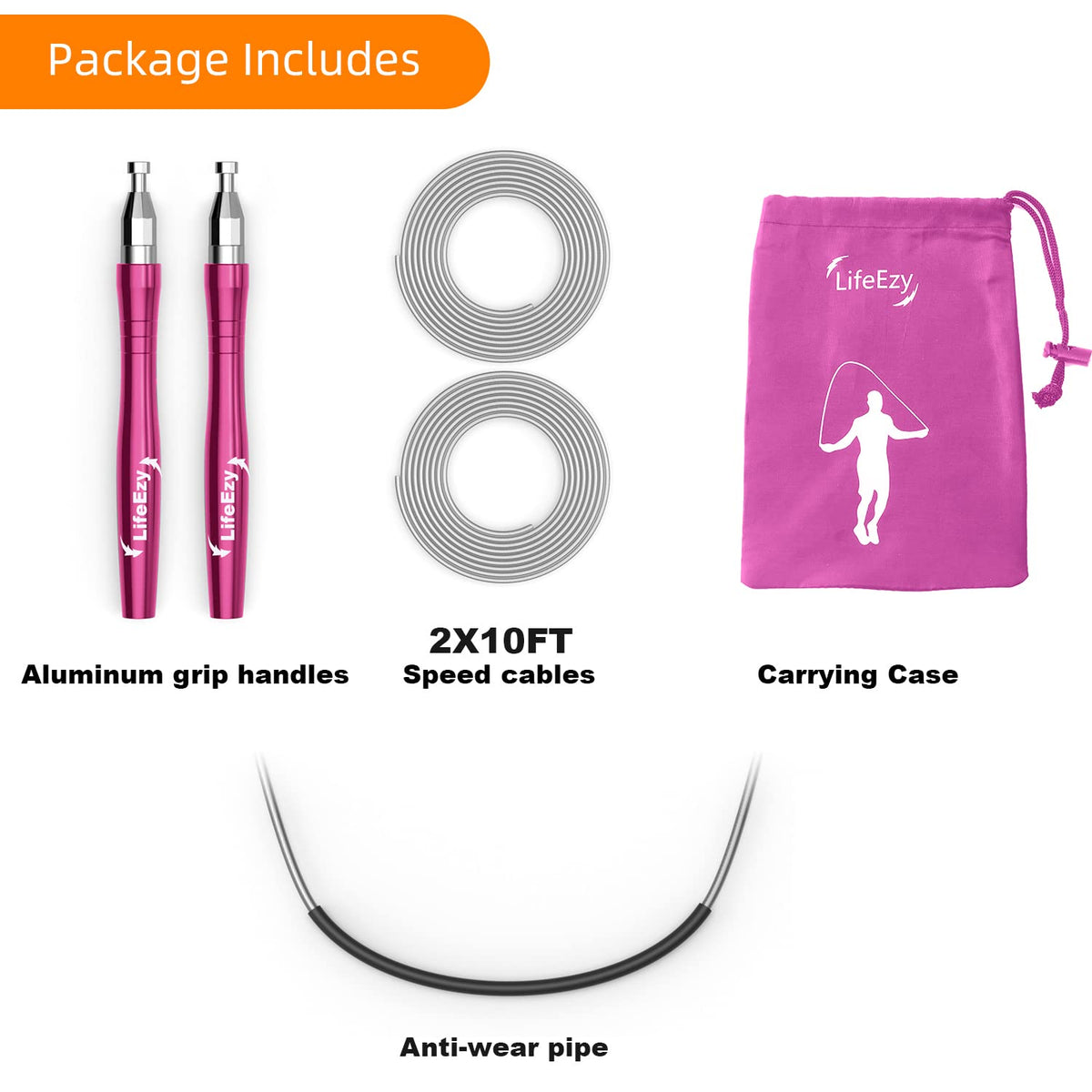 Jump Rope, High Speed Weighted Jump Rope - Premium Quality Tangle-Free - Self-Locking Screw-Free Design - Jump Ropes for Fitness - Skipping Rope for Workout Fitness, Crossfit & Home Exercises (Purple)