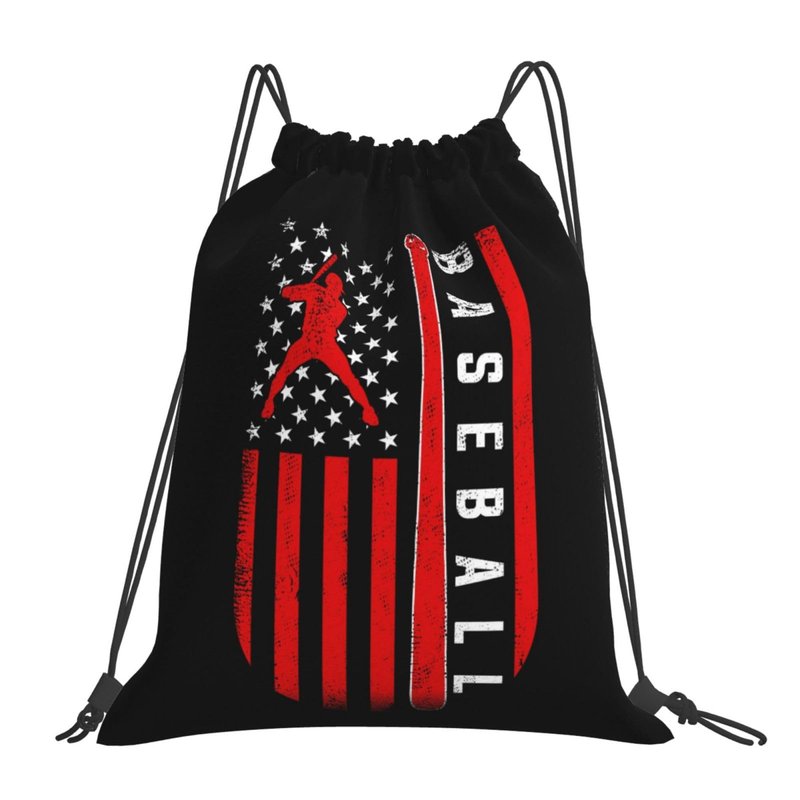 AIMASTZ American Baseball Flag Unisex Drawstring Backpack Bag Sport Gym Swim Travel Sackpack