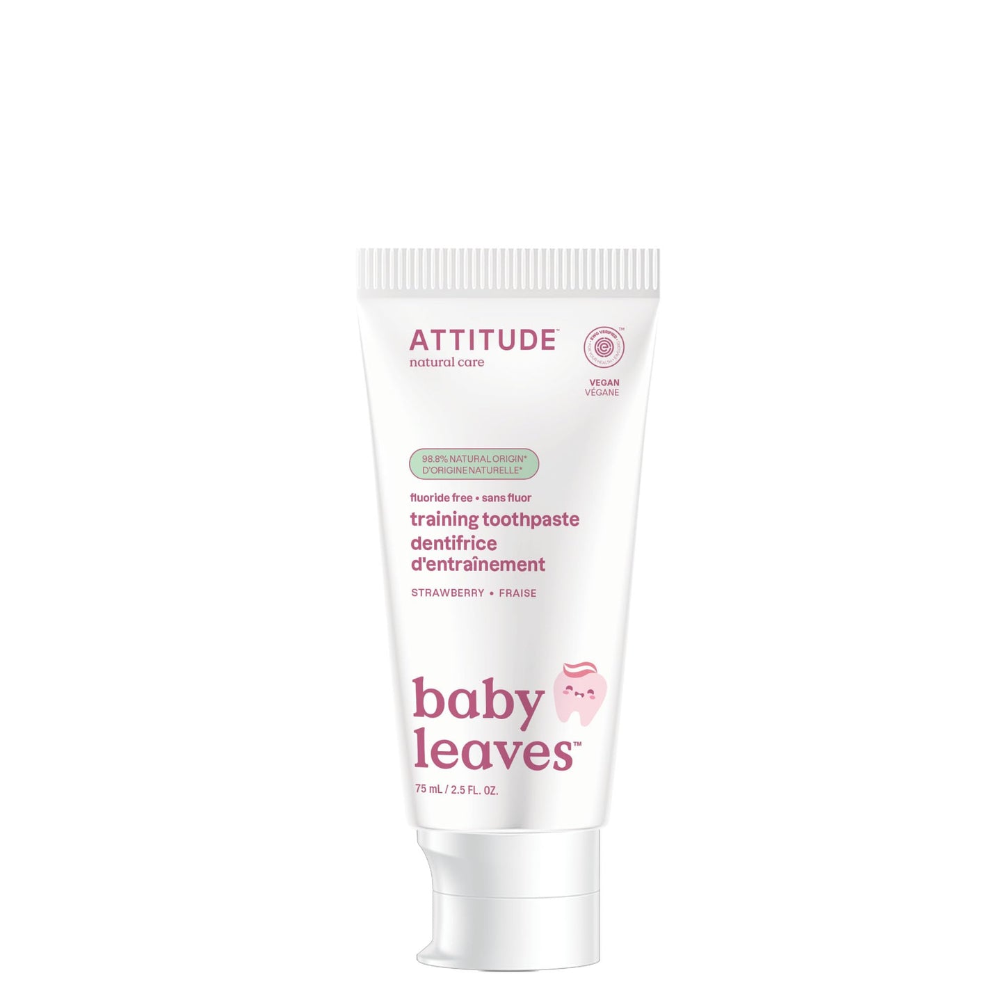 Attitude Baby and Child Fluoride-Free Training Toothpaste, Naturally Derived Ingredients, Vegan, EWG Verified, Strawberry, 2.6 Oz