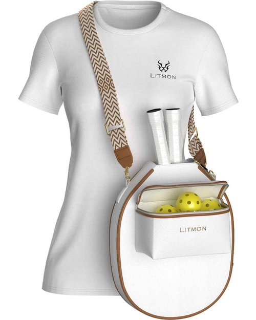 Pickleball Gifts for Women – Paddle Bag, Leather Crossbody with Adjustable Strap & Fence Hook – Stylish Everyday Design